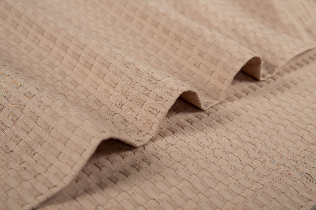 Sticky Toffee Woven Waffle Weave Fabric Shower Curtain, 72" x 72"