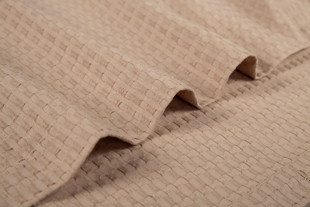Sticky Toffee Woven Waffle Weave Fabric Shower Curtain, 72" x 72"